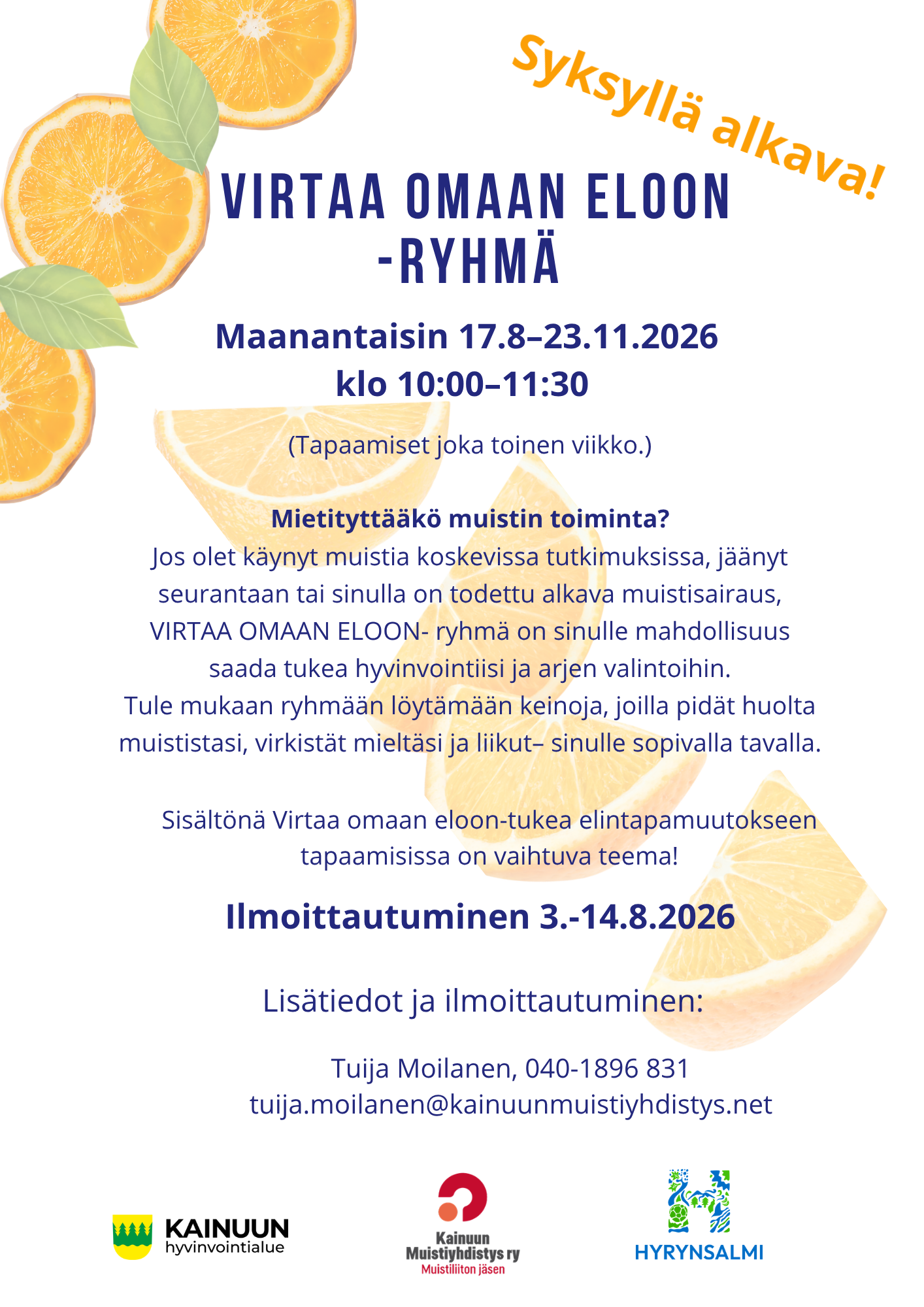 Virtaa omaan eloon -ryhmän mainos