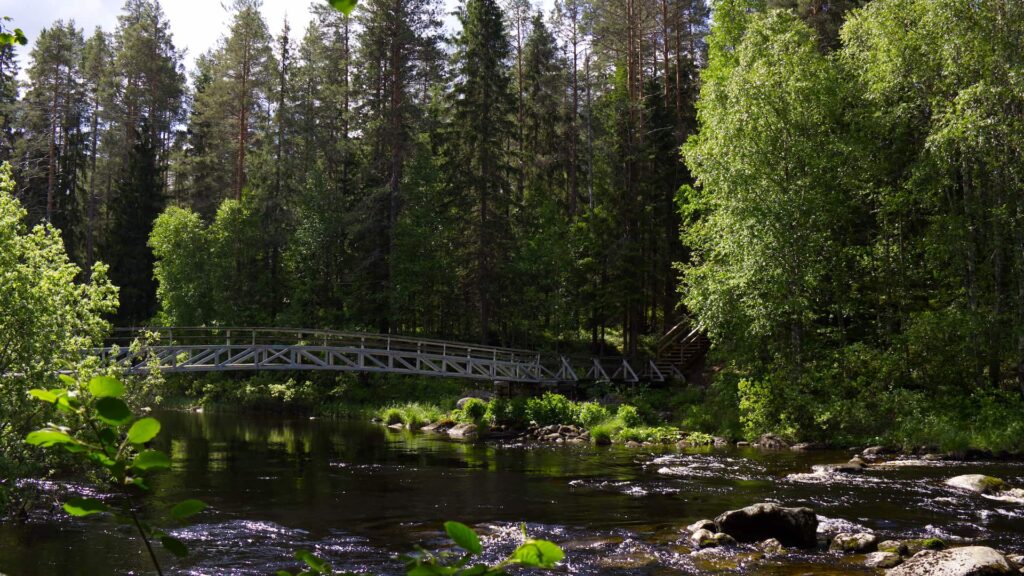 Kuva Luvankosken ylittävästä sillasta kesäisessä maisemassa.