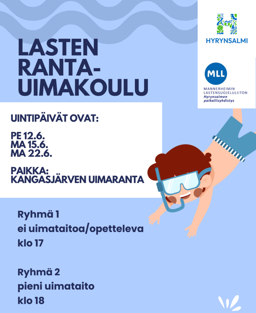 Mainos kesän 2026 rantauimakouluista lapsille.